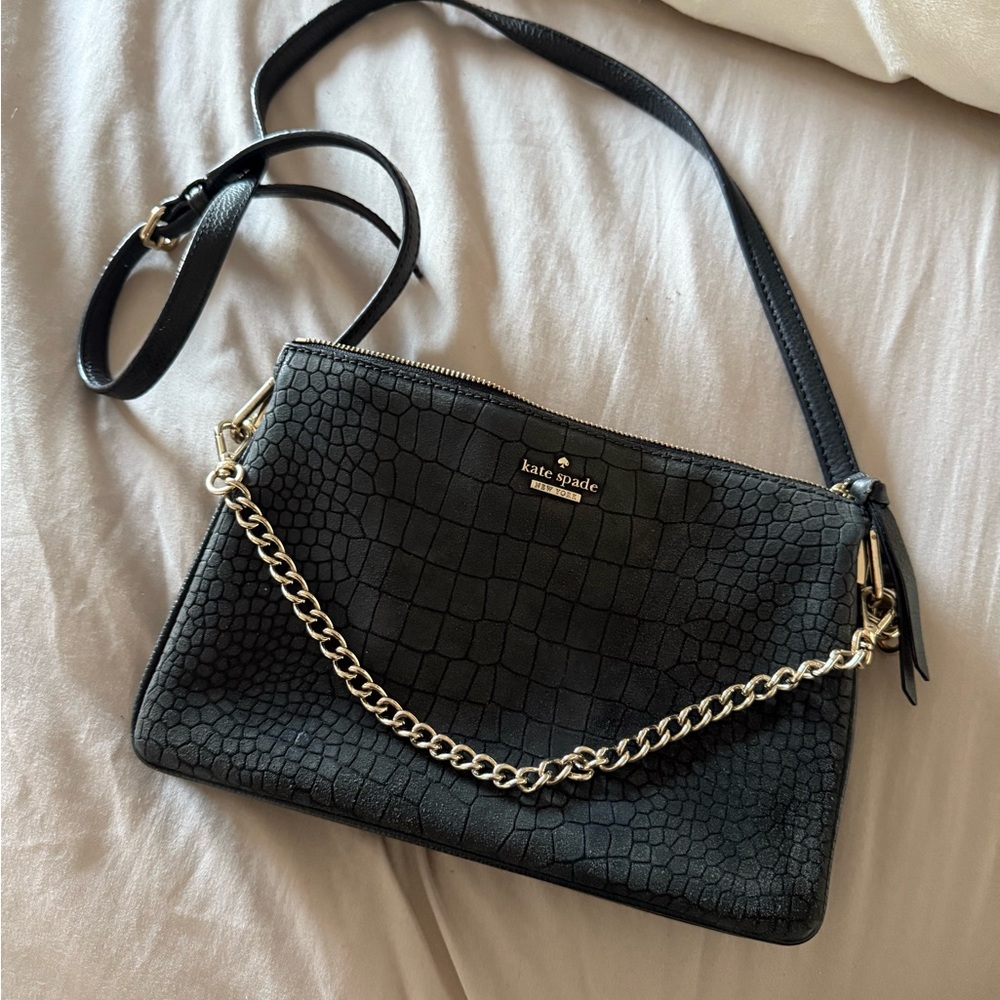 Kate Spade Black Crossbody Bag with Gold Chain